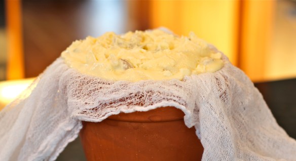 Lined and Filled Paskha Mold