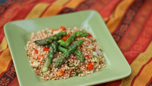 Israeli Couscous with Sweet Red Peppers and Asparagus